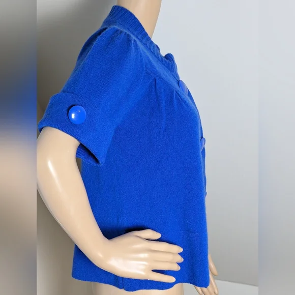 Cashmere Sweater Blue with Double Buttons Medium - Picture 3 of 9